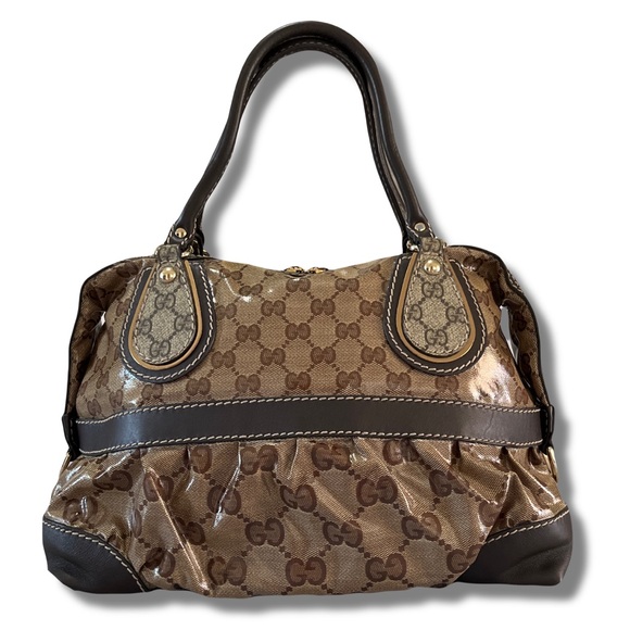 ✨Gucci✨ GG Crystal Coated Monogram Canvas Mix Top Handle Tote Satchel w Dust Bag - Picture 3 of 17